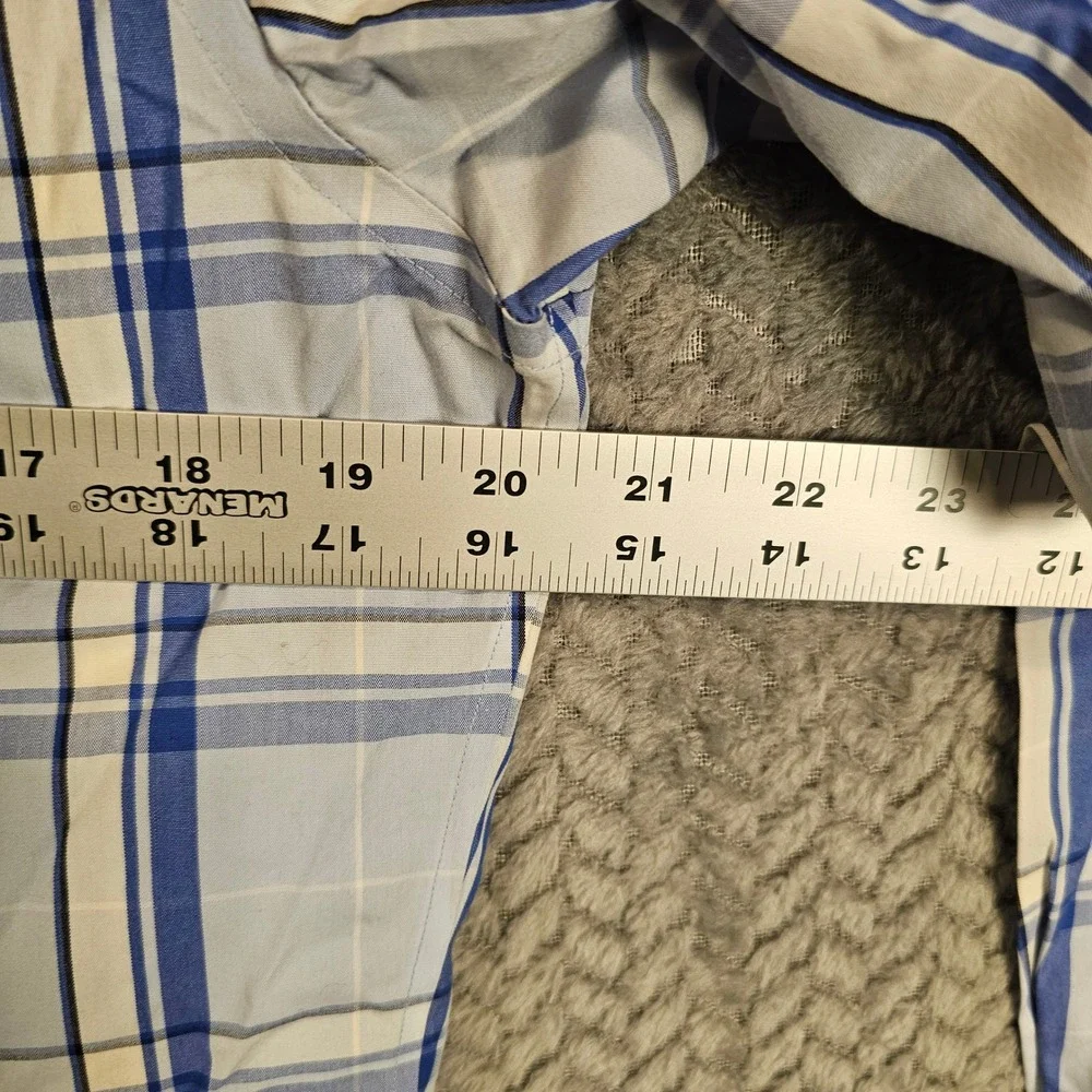 Banana Republic Mens M Non-Iron Tailored‎ Slim Fit Plaid Button Down Shirt Blue